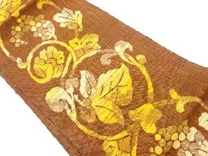 手織り真綿紬葡萄蔓草模様織出し名古屋帯